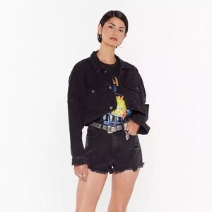 Nasty Gal Denim In My Lane Cropped Jacket